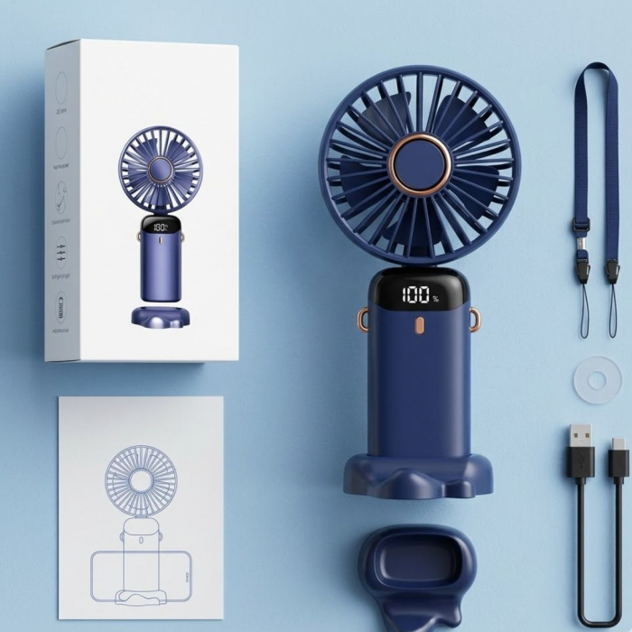 Вентилятор акумуляторний ручний з кріпленням присоска Mini Fan TP-01