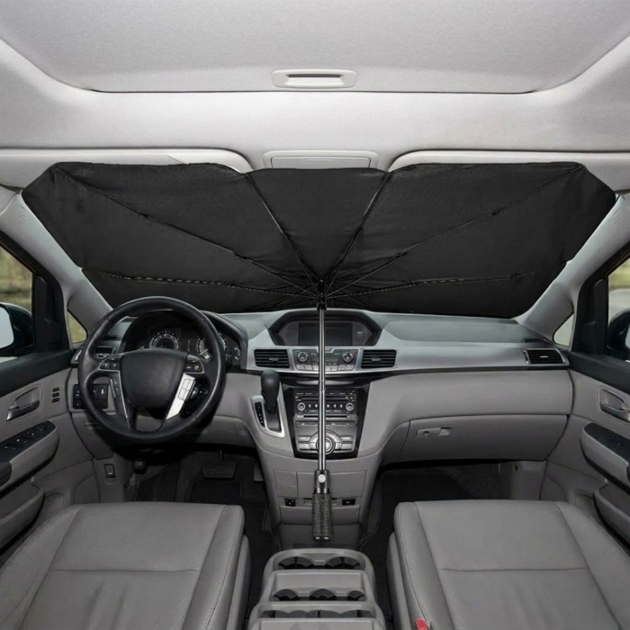 Сонцезахисна шторка-парасолька на лобове скло авто 133x75см
